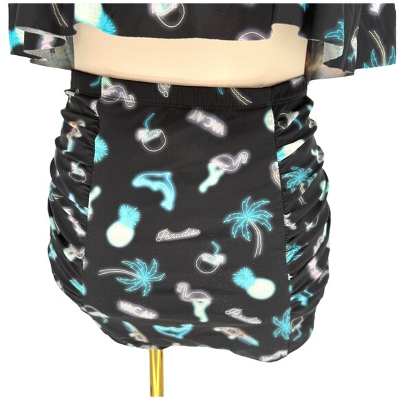 Torrid Flounce Bikini Swim Set 1X 14 16 Tropical Neon Print High Waist Bottom - Picture 14 of 16
